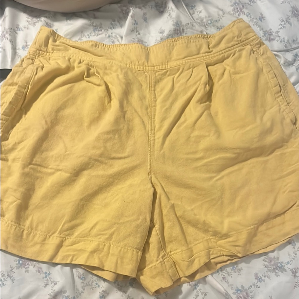 Yellow Cotton Bermuda Shorts with Relaxed Fit